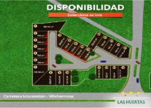 Lotes en venta, fraccionamiento Las Huertas, Ixtacomitan; Villahermosa, Tabasco. Conjunto