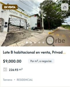 Lote B 226 m2 habitacional en venta, Privada Del Viento, Atasta de Sierra, Tabasco 2000; Villahermosa 01