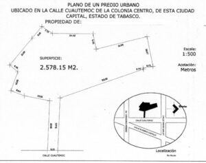 Terreno en venta, Calle Cuauhtémoc, Colonia Centro; Villahermosa, Tabasco